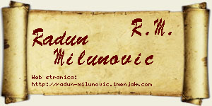 Radun Milunović vizit kartica